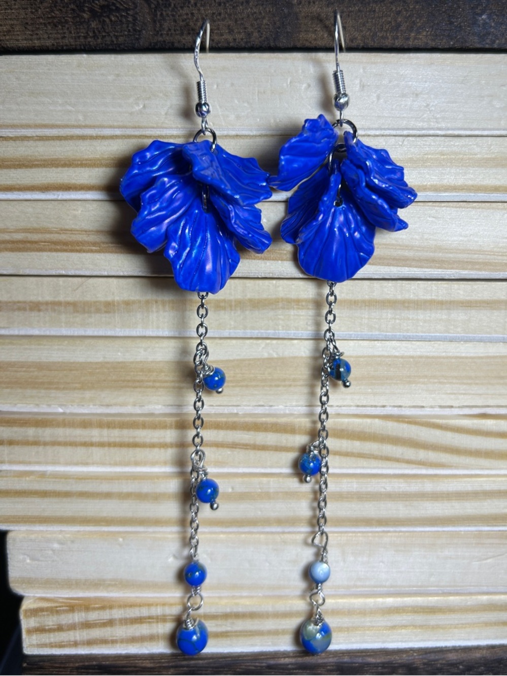 3/$25 Blue Floral Dangle Earrings